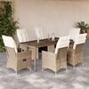 vidaXL Set da Bistr&ograve; da Giardino 7 pz con Cuscini Beige in Polyrattan