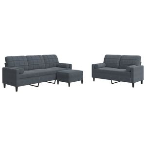 vidaXL Set di Divani 3 pz con Cuscini Grigio Scuro in Velluto