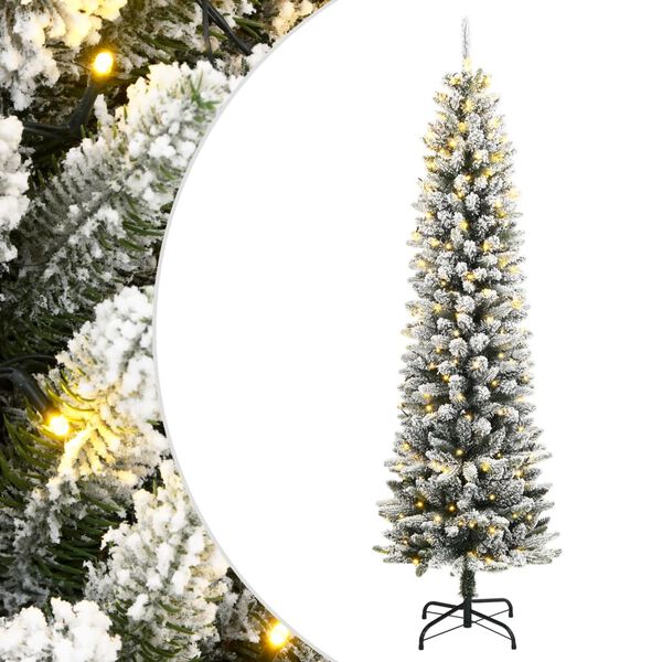 vidaXL Albero di Natale Artificiale con 300 LED e Neve Floccata 180 cm