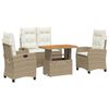 vidaXL Set da Pranzo da Giardino 4 pz con Cuscini Beige in Polyrattan
