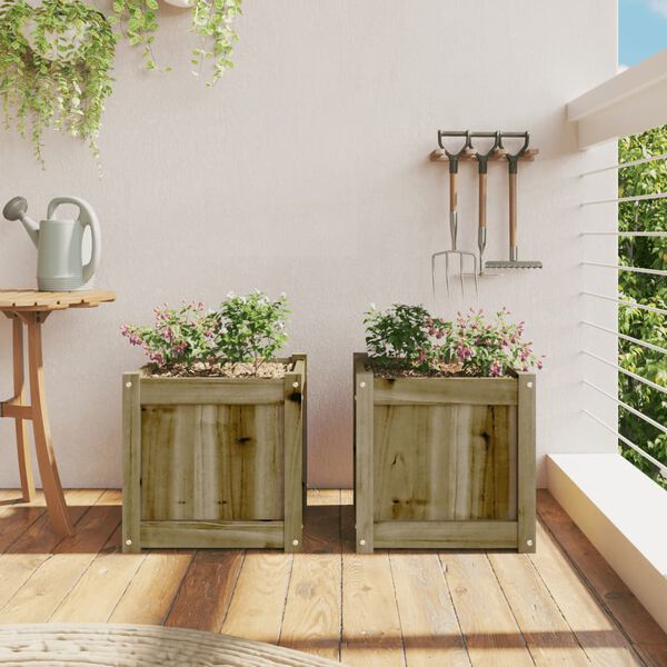vidaXL Fioriere da Giardino 2 pz in Legno di Pino Impregnato