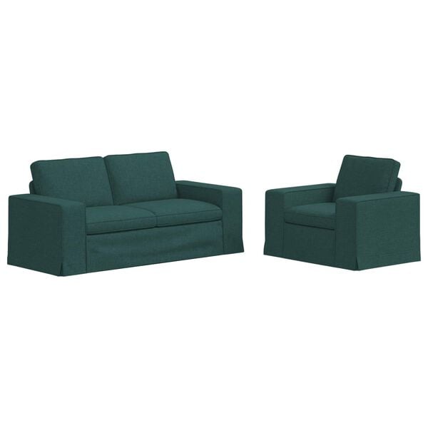 vidaXL Set di divani 2 pcs Verde Scuro 182 x 80 x 82 cm Tessuto