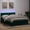 vidaXL Letto a Molle con Materasso e LED Verde Scuro 160x210 cm Velluto