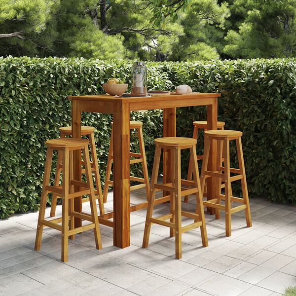 vidaXL Set da Bar da Giardino 7 pz in Legno Massello di Acacia