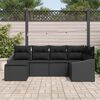 vidaXL Set di divani con cuscino 6 pcs Nero polyrattan