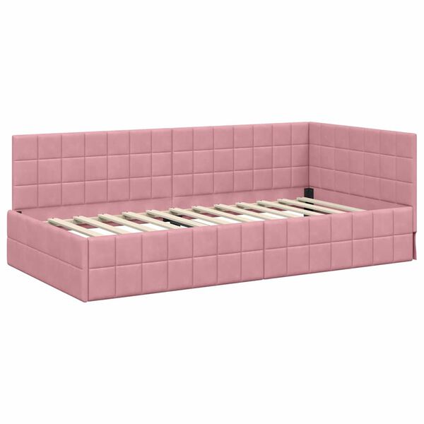 vidaXL Cornice del letto ad angolo Rosa 100 cm x 200 cm Velluto