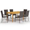 vidaXL Set Mobili da Pranzo per Giardino 7 pz Marrone