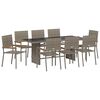 vidaXL Set da Pranzo per Giardino 9 pz Grigio polyrattan