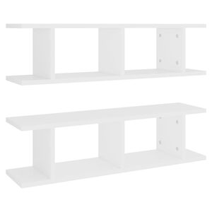 vidaXL Mensole a Parete 2 pz Bianco 75x18x20 cm in Multistrato