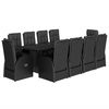 vidaXL Set da Pranzo da Giardino 11 pz con Cuscini in Polyrattan Nero