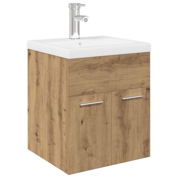 vidaXL Mobile Bagno con Lavabo Integrato&Rubinetto Rovere Artigianale