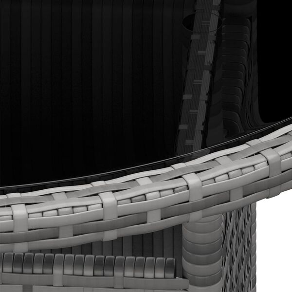 vidaXL Tavolo da Giardino Ø80x75cm Vetro Temperato e Polyrattan Grigio