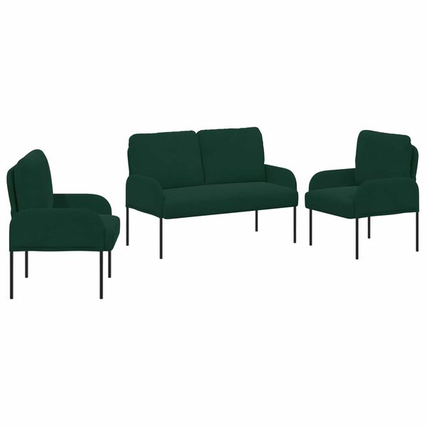 vidaXL Set divani 3 pcs Verde Scuro 115 x 56 x 80 cm Legno compensato