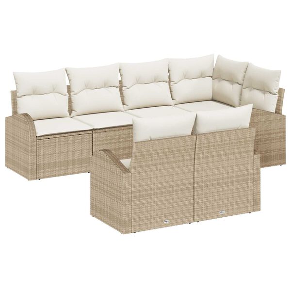 vidaXL Set Divano da Giardino 7 pcs Beige e Bianco polyrattan