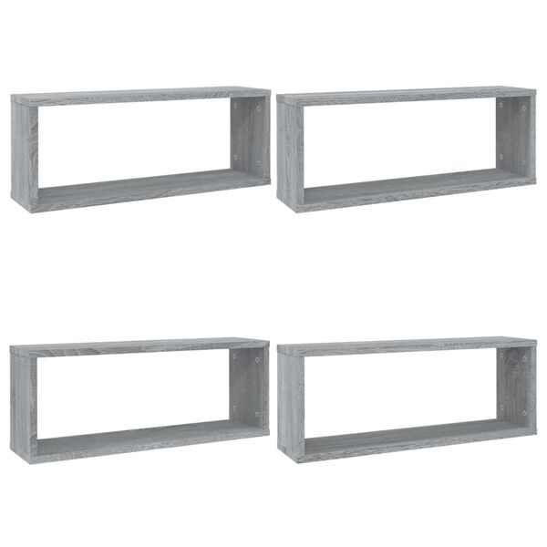 vidaXL Mensole Cubo Muro 4 pz Grigio Sonoma 60x15x23 cm in Multistrato