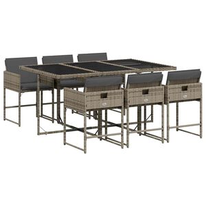 vidaXL Set da Pranzo da Giardino 7 pz con Cuscini in Polyrattan Grigio