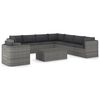 vidaXL Set Divani da Giardino 9 pz con Cuscini in Polyrattan Grigio