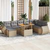 vidaXL Set Divano da Giardino 9 pz con Cuscini Beige in Polyrattan