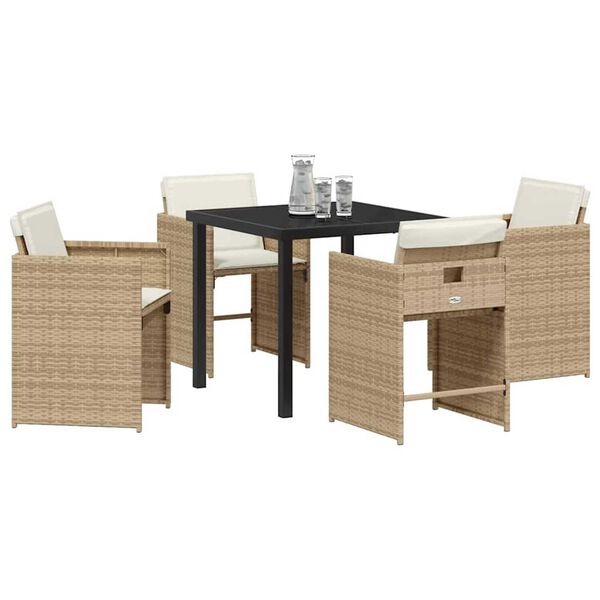 vidaXL Set da Pranzo per Giardino 5 pcs Beige polyrattan