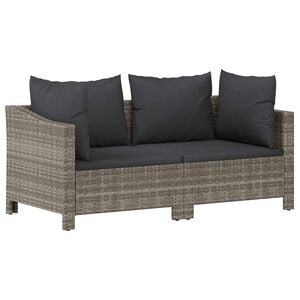vidaXL Set da giardino 2 pezzi con cuscini grigio in polyrattan