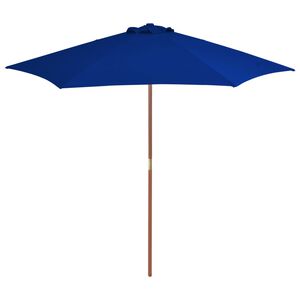 vidaXL Ombrellone da Giardino con Palo in Legno Blu 270 cm