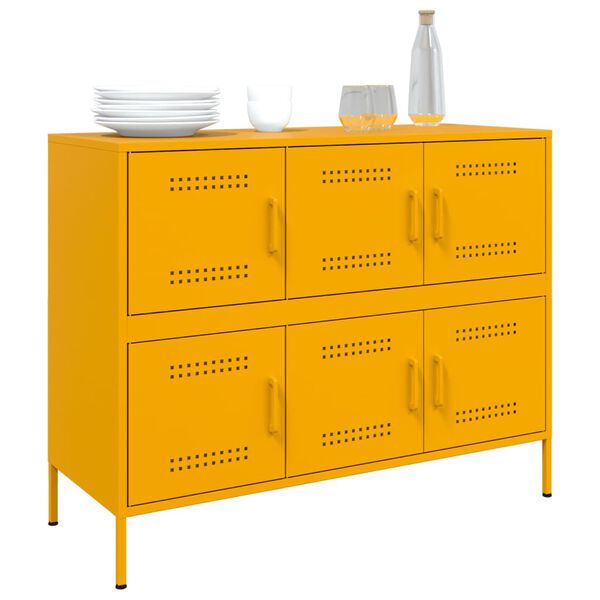 vidaXL Credenza Giallo Senape 100,5x39x79 cm in Acciaio