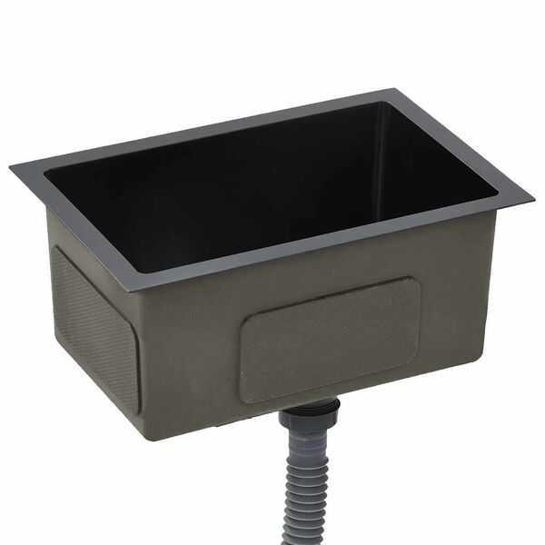 vidaXL Lavello da Cucina Lavorato a Mano Nero in Acciaio Inox