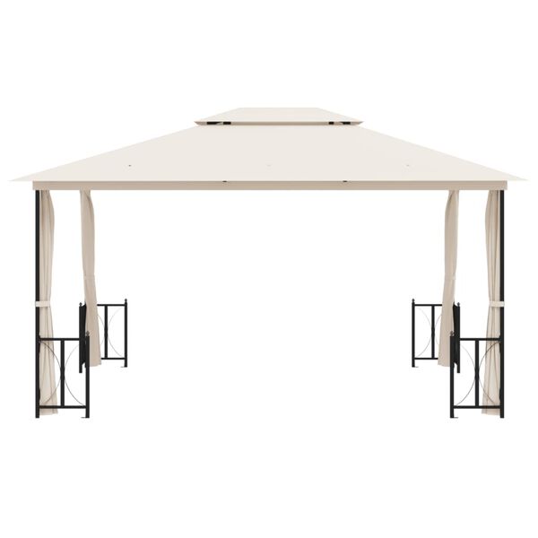 vidaXL Gazebo con Teli Laterali e Doppio Tetto 3x4 m Crema