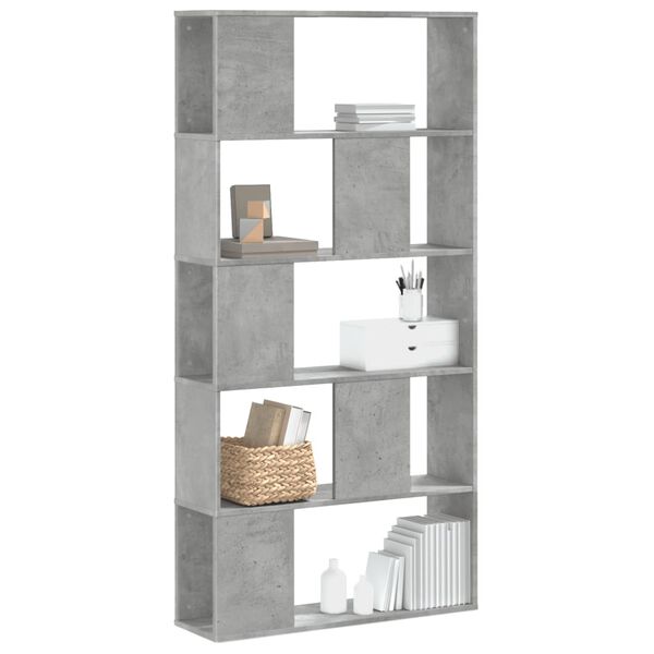 vidaXL Libreria 5 Ripiani Grigio Cemento 80,5x23,5x162,5cm Multistrato