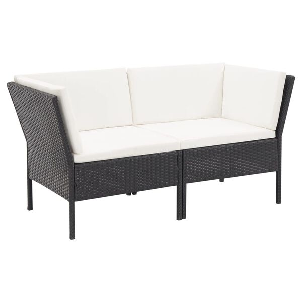 vidaXL Set Divani da Giardino 6 pz con Cuscini in Polyrattan Nero