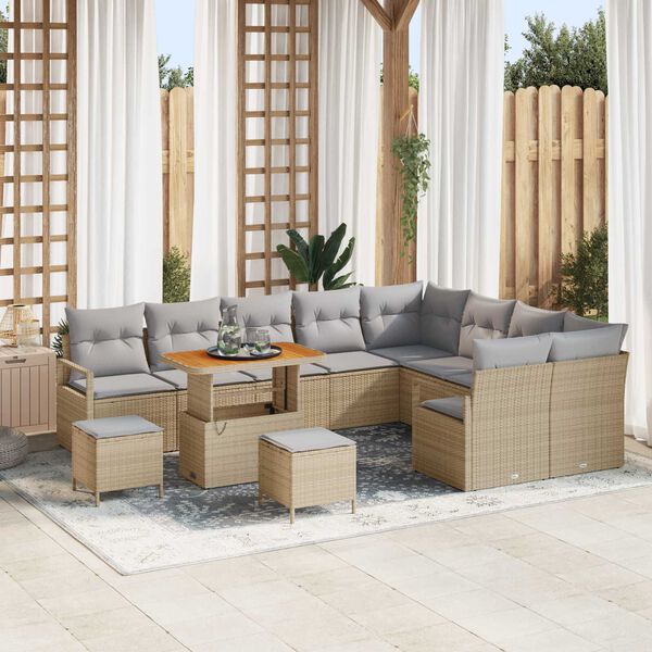 vidaXL Set Divano da Giardino con cuscino 12 pcs Beige e Grigio Chiaro