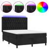 vidaXL Letto a Molle con Materasso e LED Nero 140x200 cm in Velluto