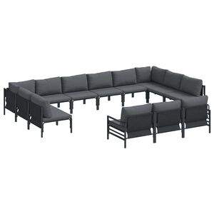 vidaXL Set Divano da Giardino 13 pz Nero Acciaio