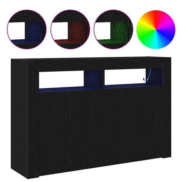 vidaXL Credenza Rovere Nero 116 x 30 x 75 cm Legno multistrato