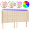 vidaXL Testiera a LED Crema 203x23x118/128 cm in Tessuto