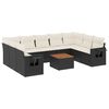 vidaXL Set Divani da Giardino 10pz con Cuscini in Polyrattan Nero