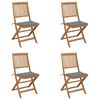 vidaXL Sedie Pieghevoli 4 pz con Cuscini Massello Acacia