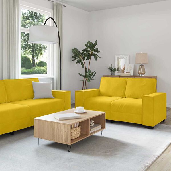vidaXL Set di Divani 2 pz con Cuscini giallo in Velluto