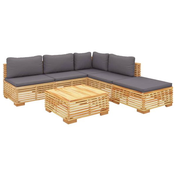 vidaXL Set Divani da Giardino 6 pz con Cuscini Legno Massello di Teak