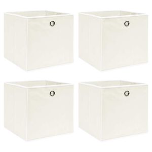 vidaXL Scatole Portaoggetti 4pz Bianche 32x32x32 cm Tessuto