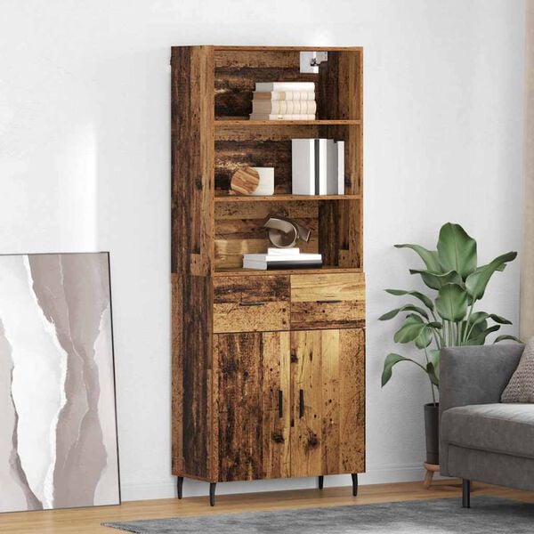 vidaXL Credenza con cassetto Legno vecchio 69,5 x 34 x 180 cm