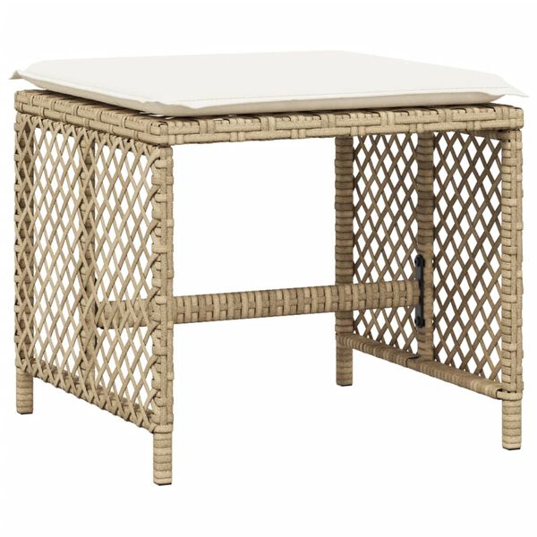 vidaXL Sgabelli Giardino con Cuscini 4pz Beige 41x41x36cm Polyrattan