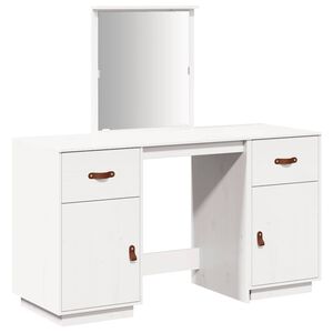 vidaXL Set Toeletta con Specchio Bianco in Legno Massello di Pino