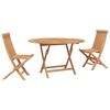 vidaXL Set Bistro da Giardino 3 pcs Naturale Legno di teak solido