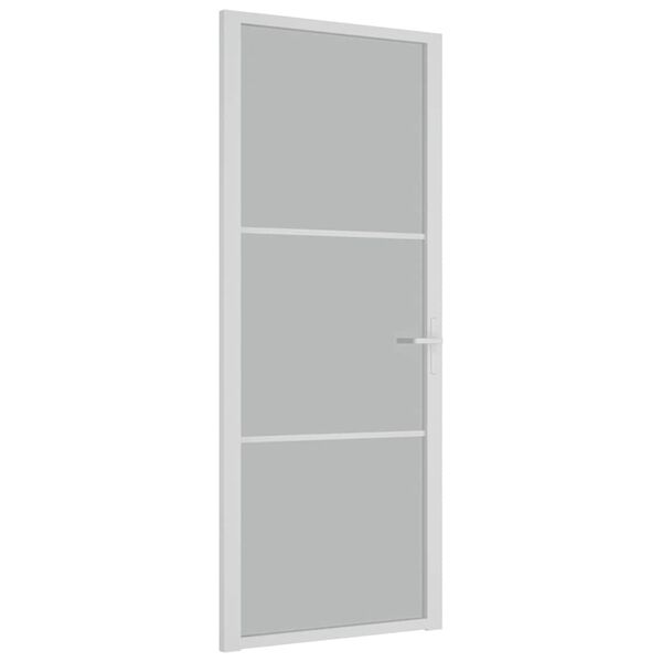 vidaXL Porta Interna 83x201,5 cm Bianco Opaco Vetro e Alluminio