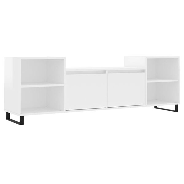 vidaXL Mobile Porta TV Bianco Lucido 160x35x55 cm in Legno Multistrato