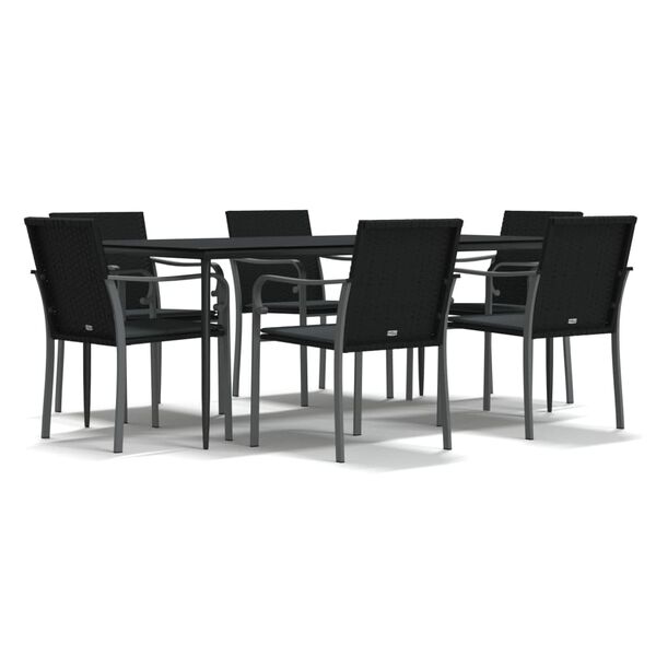 vidaXL Set Pranzo da Giardino 7 pz con Cuscini in Polyrattan e Acciaio