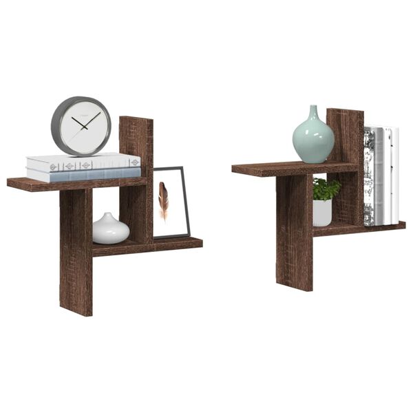 vidaXL Mensole da Parete 2pz Rovere Marrone 38x12x38 cm in Truciolato