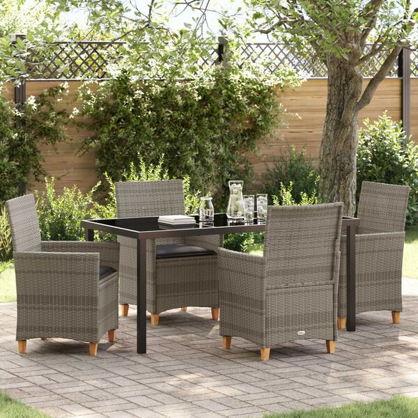 vidaXL Set da Pranzo per Giardino 5 pcs Grigio polyrattan