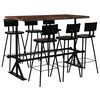 vidaXL Set da Bar 7 pz in Legno Massello di Recupero Multicolore